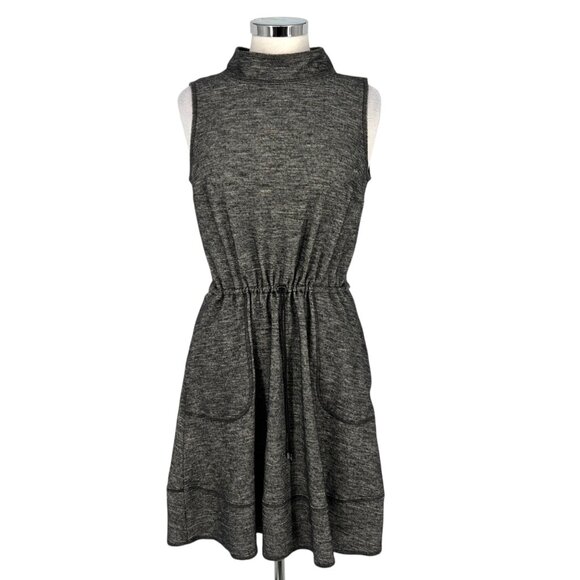 W By Worth Heather Gray Sleeveless Knit Dress Mock Neck Toggle Waist Size 8 - Picture 1 of 13